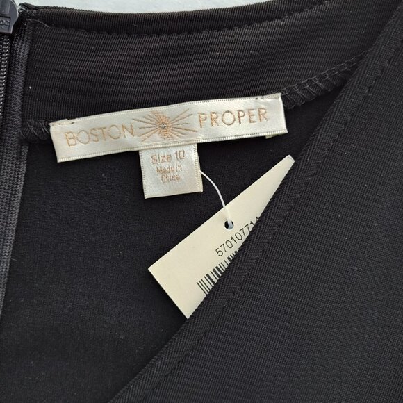 Boston Proper New Fit and Flare Beyond Travel Dress Black Size 10 - Picture 4 of 6